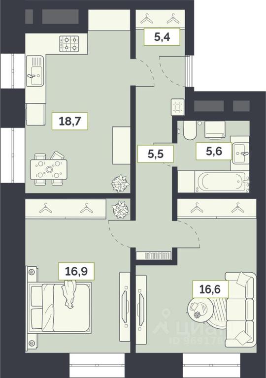 1-BD Apartment Sale, 68.7平方米 at Laym, Staroalekseyevskaya Street, 5А, Moscow, Russia #1 1-BD Apartment Sale, 68.7平方米 at Laym, Staroalekseyevskaya Street, 5А, Moscow, Russia #1
