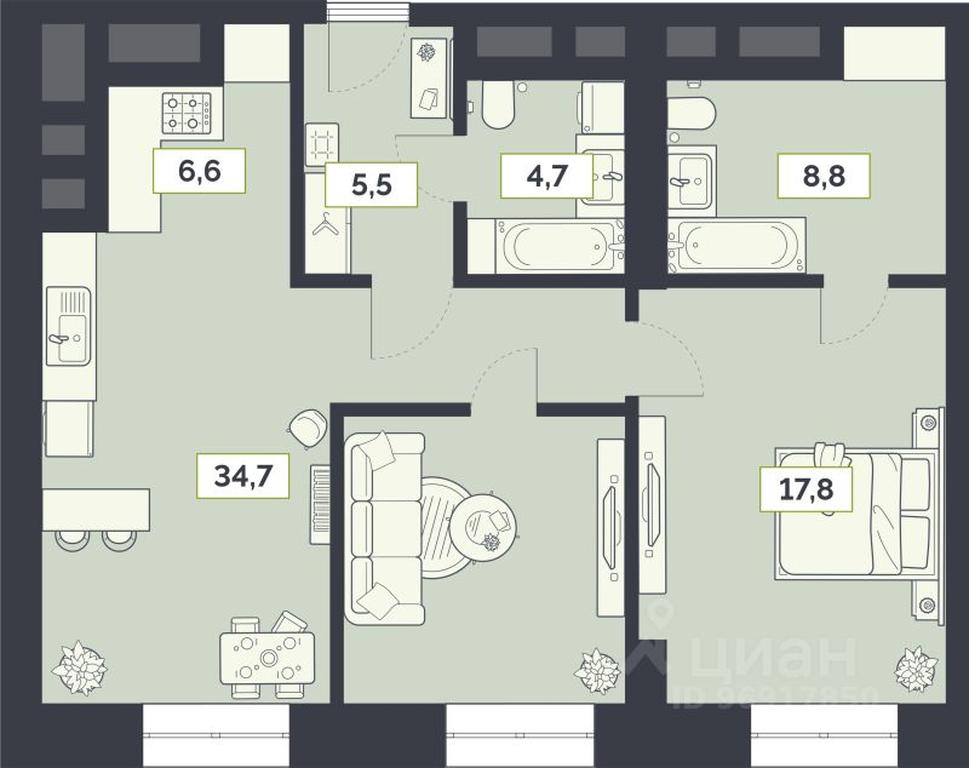 1-BD Apartment Sale, 78.1平方米 at Laym, Staroalekseyevskaya Street, 5А, Moscow, Russia #1 1-BD Apartment Sale, 78.1平方米 at Laym, Staroalekseyevskaya Street, 5А, Moscow, Russia #1
