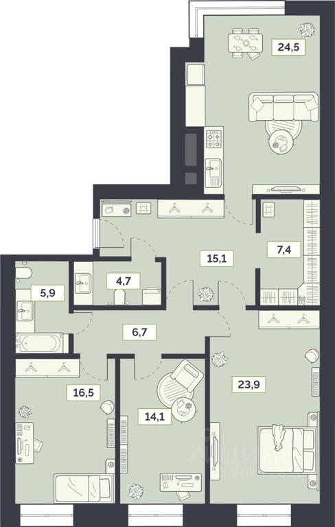 2-BD Apartment Sale, 118.8 sq. m. at Laym, Staroalekseyevskaya Street, 5А, Moscow, Russia #1