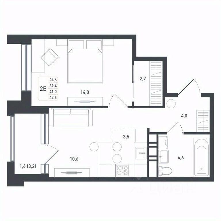 Apartment Sale, 41 sq. m. at Novaya Shcherbinka, Borisovka Village, Podolsk City District, Moscow Region, Russia #1
