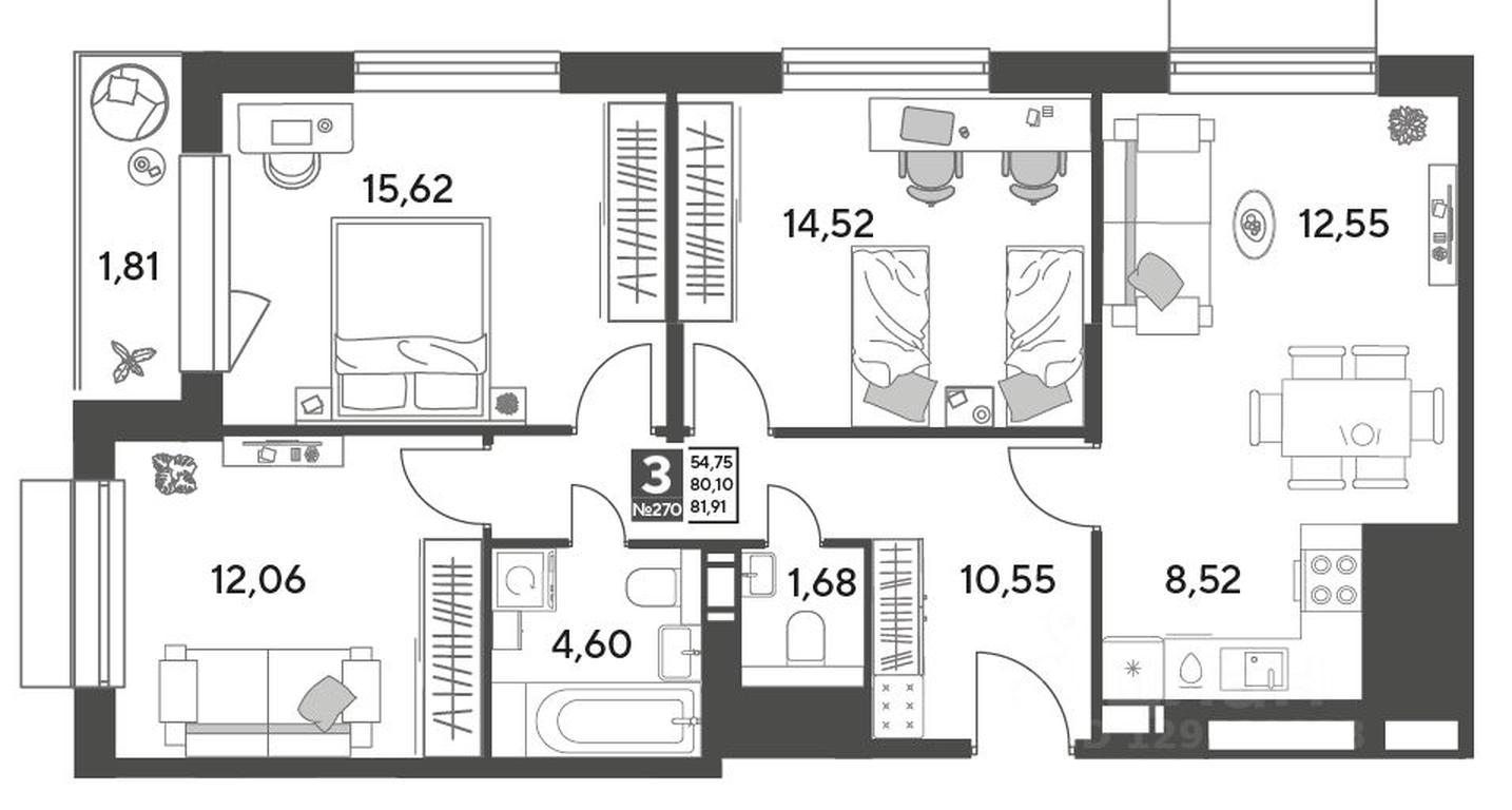 2-BD Apartment Sale, 81.91平方米 at Publitsist, ulitsa Zelyonaya Roshcha, Pushkino, Moscow Region, Russia #1 2-BD Apartment Sale, 81.91平方米 at Publitsist, ulitsa Zelyonaya Roshcha, Pushkino, Moscow Region, Russia #1
