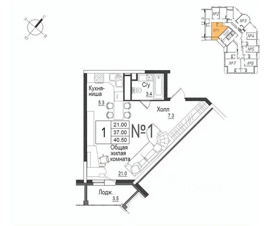 Apartment Sale, 40.8 sq. m. at Shkolny, Shkolnaya Street, 9, Naro-Fominsk, Moscow Region, Russia #1