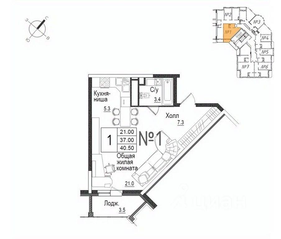 Apartment Sale, 40.8 sq. m. at Shkolny, Shkolnaya Street, 9, Naro-Fominsk, Moscow Region, Russia #1