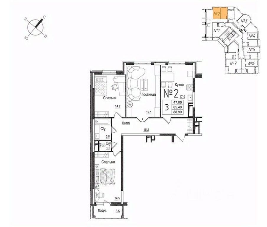 2-BD Apartment Sale, 89.1 sq. m. at Shkolny, Shkolnaya Street, 9, Naro-Fominsk, Moscow Region, Russia #1 2-BD Apartment Sale, 89.1 sq. m. at Shkolny, Shkolnaya Street, 9, Naro-Fominsk, Moscow Region, Russia #1