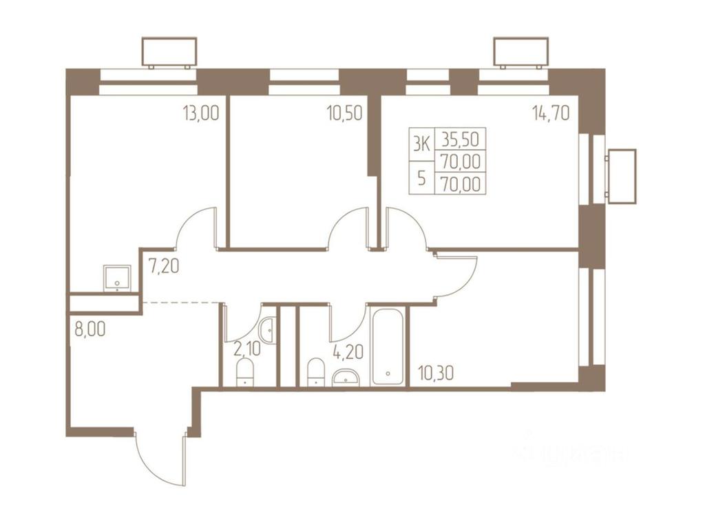 2-BD Apartment Sale, 70 sq. m. at Fabrikant, 2-y Fabrichny proyezd, Pushkino, Moscow Region, Russia #1