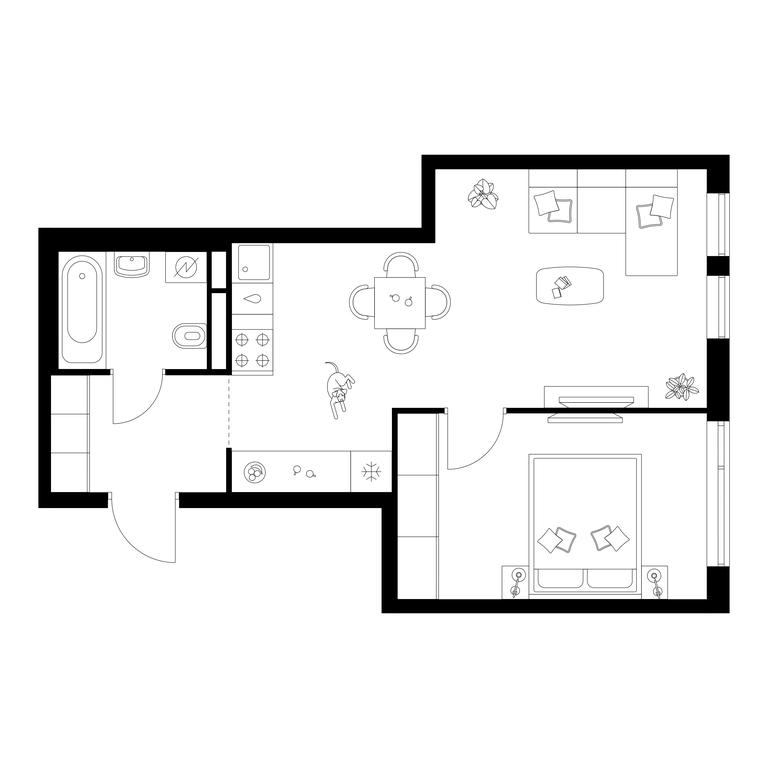 1-BD Apartment Sale, 43.6平方米 at Buninskaja naberezhnaja, ZhK Buninskaya Naberezhnaya, Moscow, Russia #1