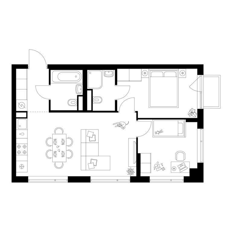 2-BD Apartment Sale, 51.8 sq. m. at Buninskaja naberezhnaja, ZhK Buninskaya Naberezhnaya, Moscow, Russia #1 2-BD Apartment Sale, 51.8 sq. m. at Buninskaja naberezhnaja, ZhK Buninskaya Naberezhnaya, Moscow, Russia #1