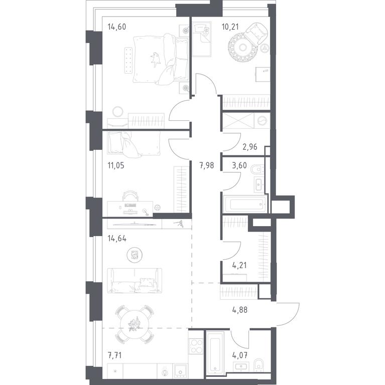 2-BD Apartment Sale, 85.91 sq. m. at Vereiskaya 41, Vereyskaya Street, 41, Moscow, Russia #1 2-BD Apartment Sale, 85.91 sq. m. at Vereiskaya 41, Vereyskaya Street, 41, Moscow, Russia #1