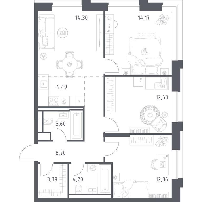 2-BD Apartment Sale, 78.34 sq. m. at Vereiskaya 41, Vereyskaya Street, 41, Moscow, Russia #1 2-BD Apartment Sale, 78.34 sq. m. at Vereiskaya 41, Vereyskaya Street, 41, Moscow, Russia #1