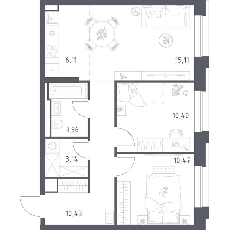 1-BD Apartment Sale, 59.62平方米 at Vereiskaya 41, Vereyskaya Street, 41, Moscow, Russia #1 1-BD Apartment Sale, 59.62平方米 at Vereiskaya 41, Vereyskaya Street, 41, Moscow, Russia #1