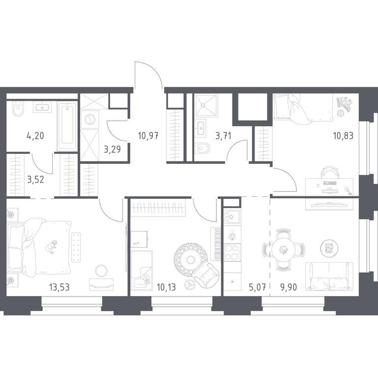 2-BD Apartment Sale, 75.15平方米 at Vereiskaya 41, Vereyskaya Street, 41, Moscow, Russia #1