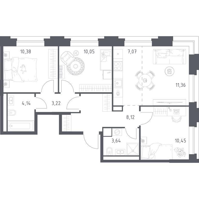 2-BD Apartment Sale, 68.43 sq. m. at Vereiskaya 41, Vereyskaya Street, 41, Moscow, Russia #1 2-BD Apartment Sale, 68.43 sq. m. at Vereiskaya 41, Vereyskaya Street, 41, Moscow, Russia #1
