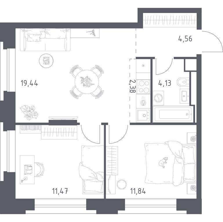 1-BD Apartment Sale, 53.82 sq. m. at Vereiskaya 41, Vereyskaya Street, 41, Moscow, Russia #1 1-BD Apartment Sale, 53.82 sq. m. at Vereiskaya 41, Vereyskaya Street, 41, Moscow, Russia #1