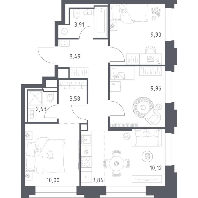 2-BD Apartment Sale, 62.43 sq. m. at Vereiskaya 41, Vereyskaya Street, 41, Moscow, Russia #1