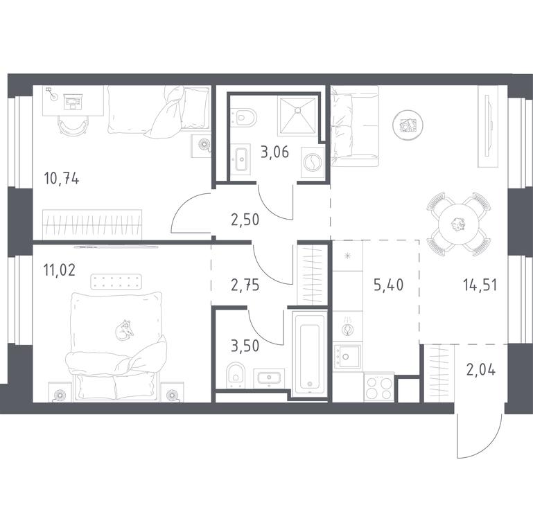 1-BD Apartment Sale, 55.52 sq. m. at Vereiskaya 41, Vereyskaya Street, 41, Moscow, Russia #1 1-BD Apartment Sale, 55.52 sq. m. at Vereiskaya 41, Vereyskaya Street, 41, Moscow, Russia #1