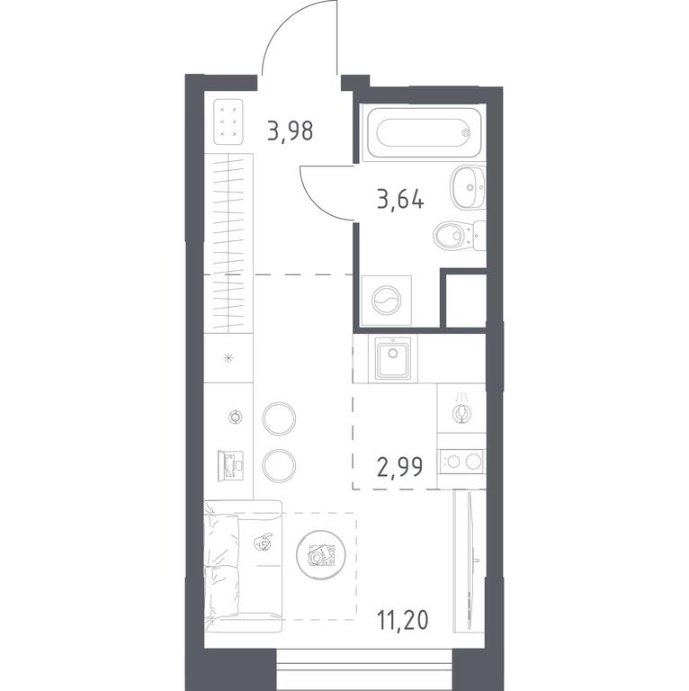 Apartment Sale, 21.81 sq. m. at Novograd Pavlino, Kosinskoye shosse, 2, Novoye Pavlino Microdistrict, Balashikha, Moscow Region, Russia #1