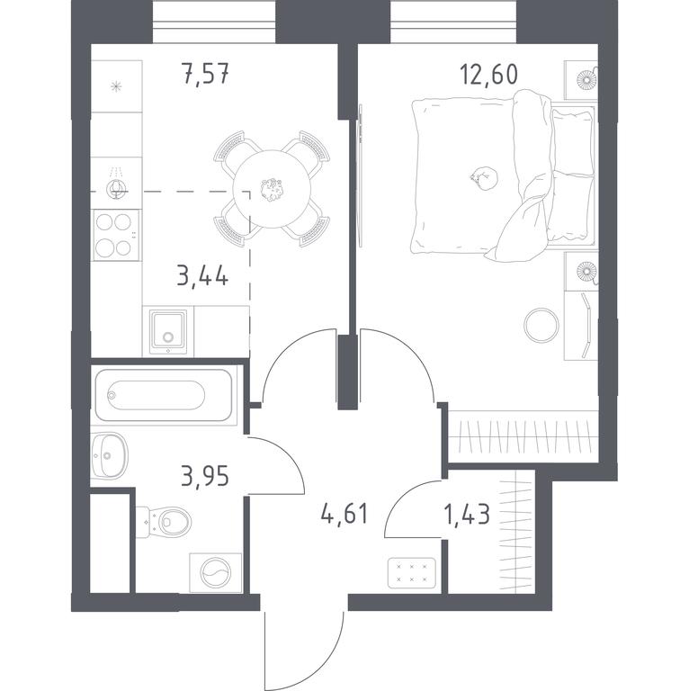 Apartment Sale, 33.6平方米 at Novograd Pavlino, Kosinskoye shosse, 2, Novoye Pavlino Microdistrict, Balashikha, Moscow Region, Russia #1