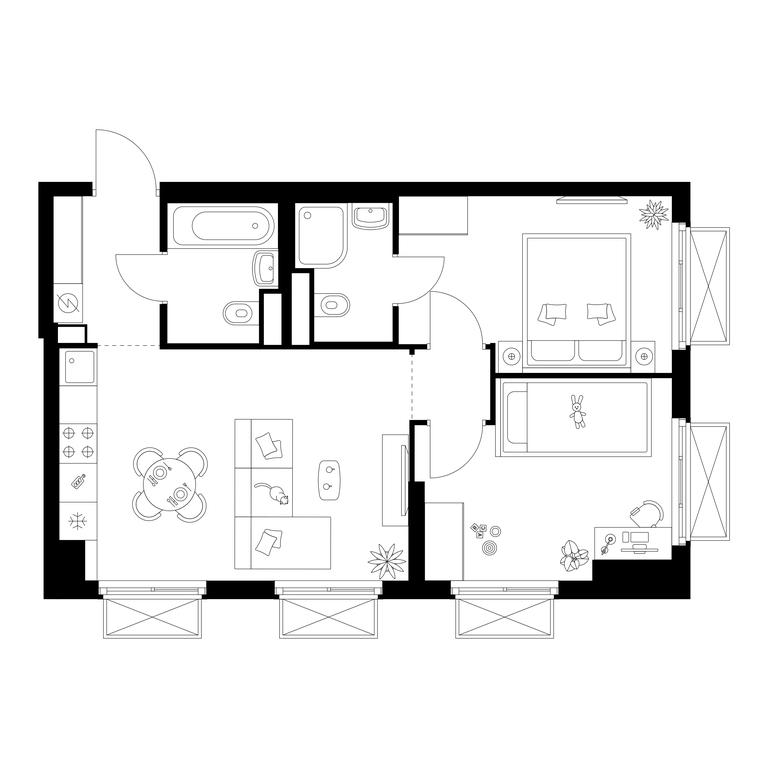 2-BD Apartment Sale, 51.5 sq. m. at Irtyshskiy Kvartal, 2nd Irtyshsky Drive, Moscow, Russia #1