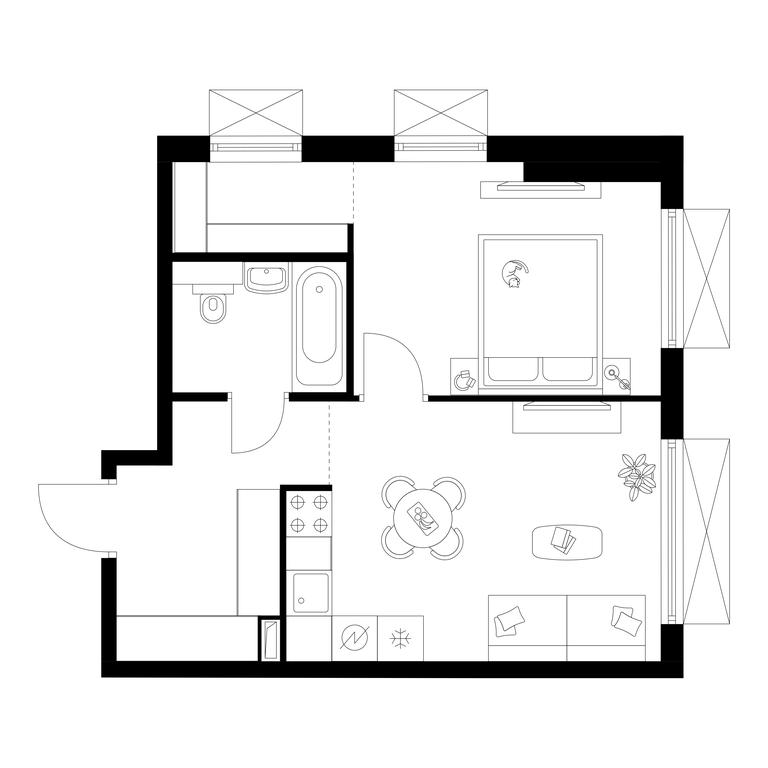 1-BD Apartment Sale, 40.6 sq. m. at Irtyshskiy Kvartal, 2nd Irtyshsky Drive, Moscow, Russia #1