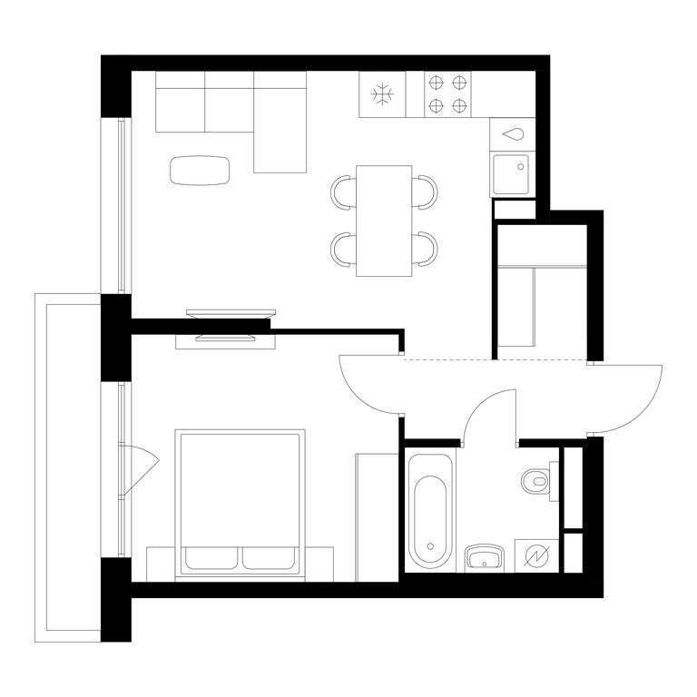 1-BD Apartment Sale, 40.8 sq. m. at Kutuzovskiy Kvartal, Ivana Franko Street, 20к1, Moscow, Russia #1