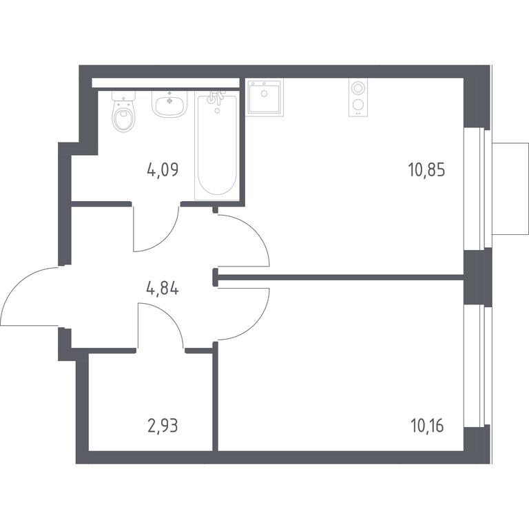 Apartment Sale, 32.87 sq. m. at Novoe Vidnoe, Kalinovka Village, Leninskiy City District, Moscow Region, Russia #1