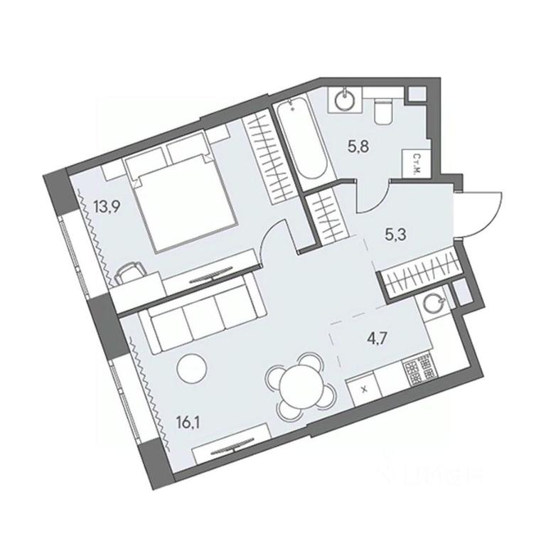 1-BD Apartment Sale, 46.3 sq. m. at Ново-Переделкино, Zapadniy Administrative District, Moscow, Russia #1 1-BD Apartment Sale, 46.3 sq. m. at Ново-Переделкино, Zapadniy Administrative District, Moscow, Russia #1