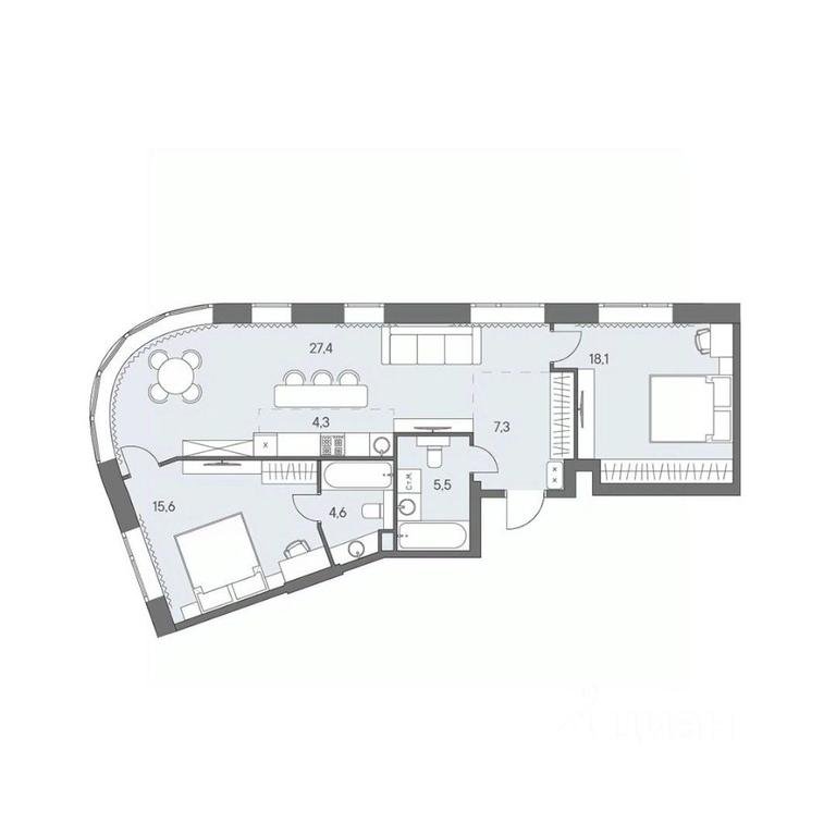 2-BD Apartment Sale, 82.8平方米 at Ново-Переделкино, Zapadniy Administrative District, Moscow, Russia #1 2-BD Apartment Sale, 82.8平方米 at Ново-Переделкино, Zapadniy Administrative District, Moscow, Russia #1