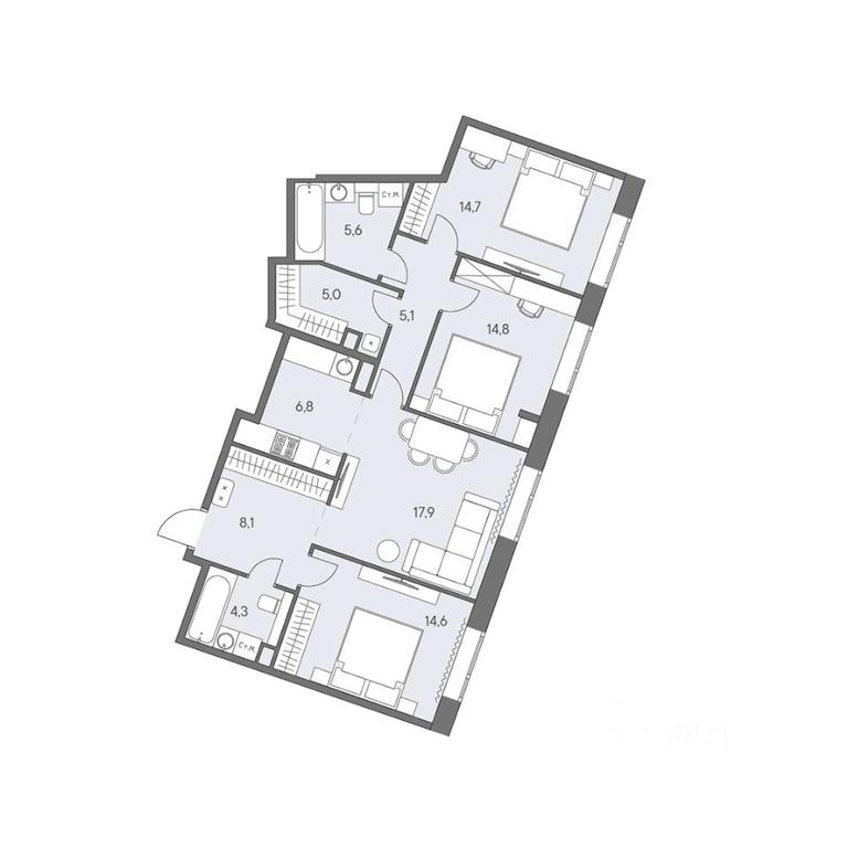 3-BD Apartment Sale, 96.9平方米 at Ново-Переделкино, Zapadniy Administrative District, Moscow, Russia #1 3-BD Apartment Sale, 96.9平方米 at Ново-Переделкино, Zapadniy Administrative District, Moscow, Russia #1