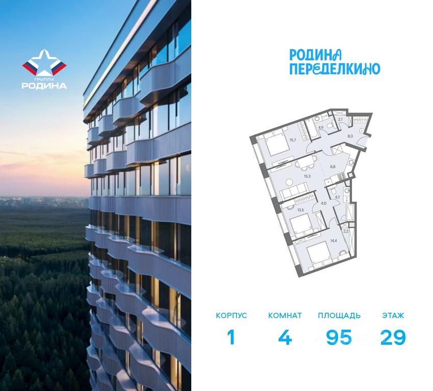 3-BD Apartment Sale, 95 sq. m. at Ново-Переделкино, Zapadniy Administrative District, Moscow, Russia #2