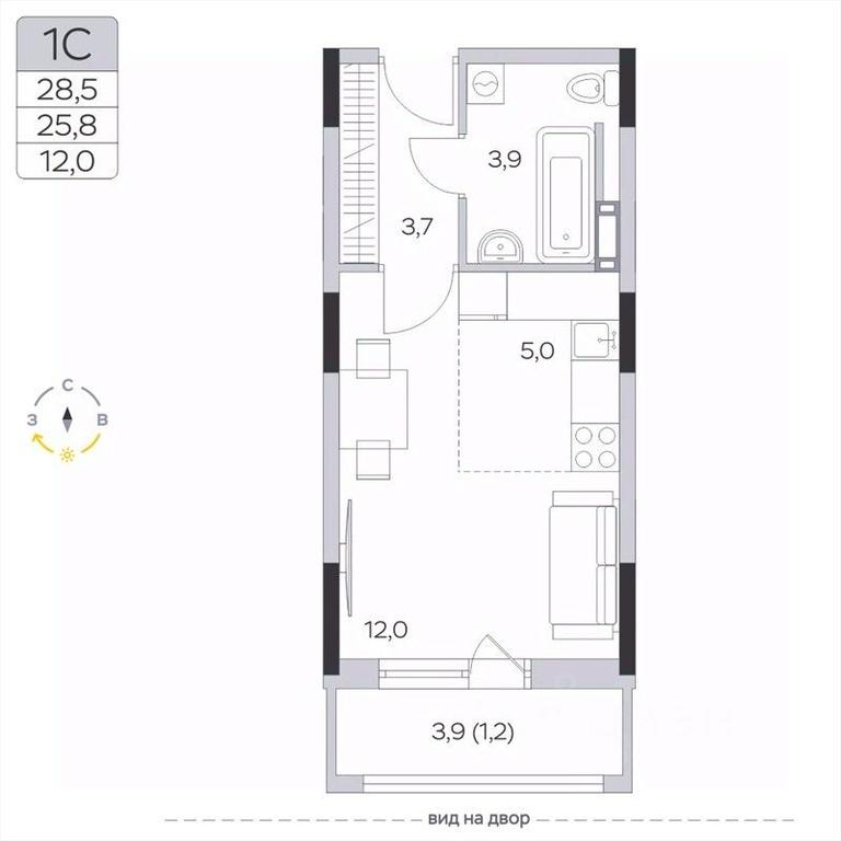 Apartment Sale, 25.8平方米 at Pirogovskaya Rivera, Tsentralnaya Street, Pirogovo Village, Mytishi Urban District, Moscow Region, Russia #2