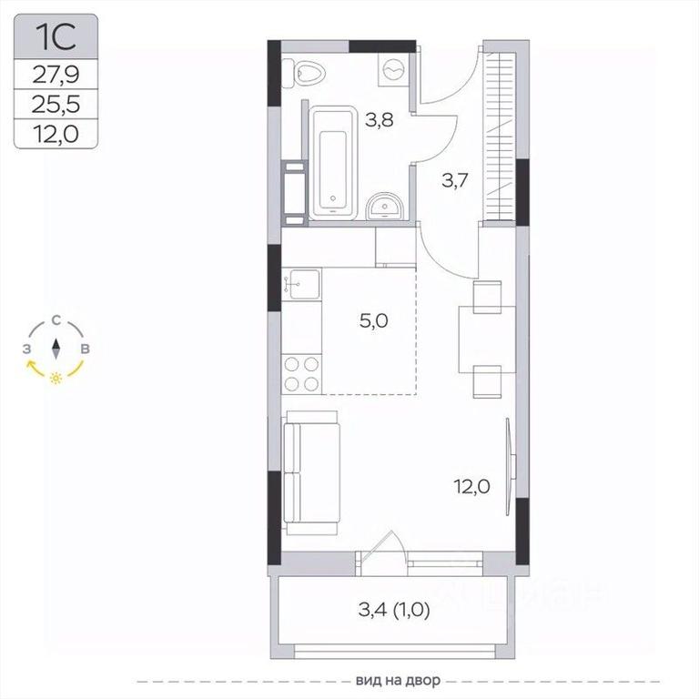 Apartment Sale, 25.5平方米 at Pirogovskaya Rivera, Tsentralnaya Street, Pirogovo Village, Mytishi Urban District, Moscow Region, Russia #2