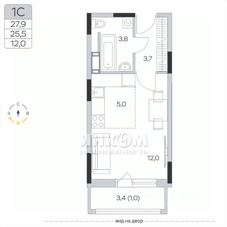 Apartment Sale, 25.5平方米 at Pirogovskaya Rivera, Tsentralnaya Street, Pirogovo Village, Mytishi Urban District, Moscow Region, Russia #1