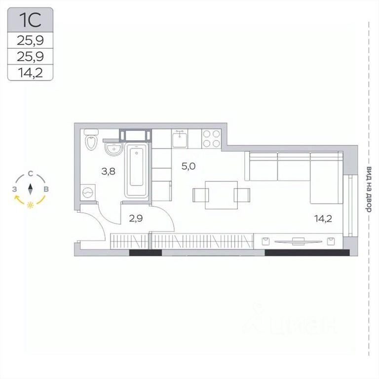 Apartment Sale, 25.9平方米 at Pirogovskaya Rivera, Tsentralnaya Street, Pirogovo Village, Mytishi Urban District, Moscow Region, Russia #2