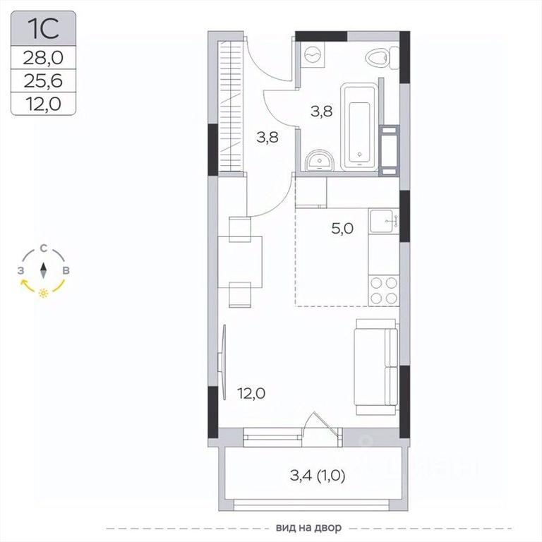 Apartment Sale, 25.6平方米 at Pirogovskaya Rivera, Tsentralnaya Street, Pirogovo Village, Mytishi Urban District, Moscow Region, Russia #2