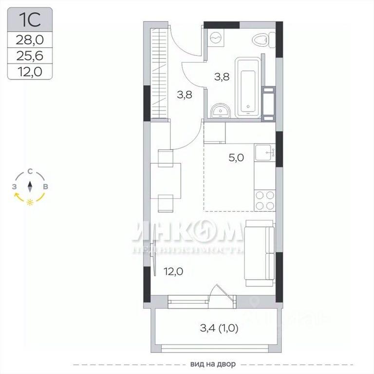 Apartment Sale, 25.6平方米 at Pirogovskaya Rivera, Tsentralnaya Street, Pirogovo Village, Mytishi Urban District, Moscow Region, Russia #1