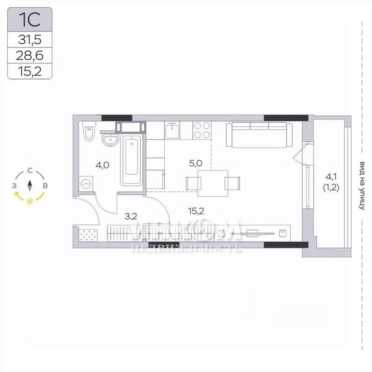 Apartment Sale, 28.6平方米 at Pirogovskaya Rivera, Tsentralnaya Street, Pirogovo Village, Mytishi Urban District, Moscow Region, Russia #1