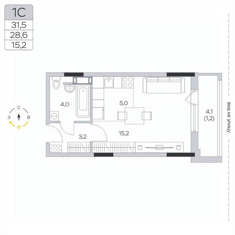 Apartment Sale, 28.6平方米 at Pirogovskaya Rivera, Tsentralnaya Street, Pirogovo Village, Mytishi Urban District, Moscow Region, Russia #2