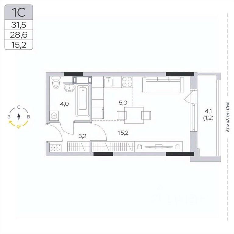 Apartment Sale, 28.8平方米 at Pirogovskaya Rivera, Tsentralnaya Street, Pirogovo Village, Mytishi Urban District, Moscow Region, Russia #2