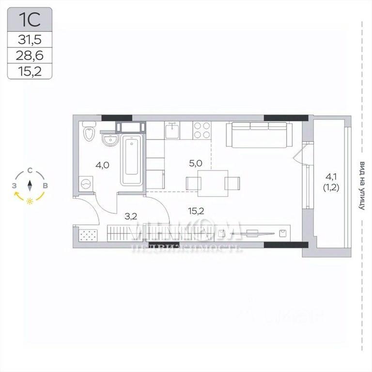 Apartment Sale, 28.8平方米 at Pirogovskaya Rivera, Tsentralnaya Street, Pirogovo Village, Mytishi Urban District, Moscow Region, Russia #1