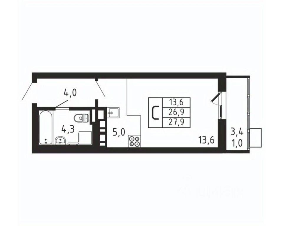 Apartment Sale, 27.9 sq. m. at Pirogovskaya Rivera, Tsentralnaya Street, Pirogovo Village, Mytishi Urban District, Moscow Region, Russia #2