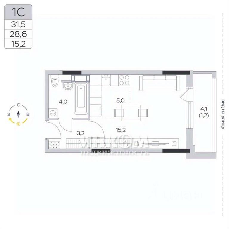 Apartment Sale, 28.6平方米 at Pirogovskaya Rivera, Tsentralnaya Street, Pirogovo Village, Mytishi Urban District, Moscow Region, Russia #1