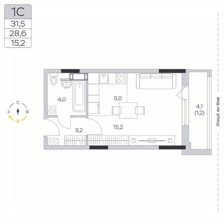 Apartment Sale, 28.6平方米 at Pirogovskaya Rivera, Tsentralnaya Street, Pirogovo Village, Mytishi Urban District, Moscow Region, Russia #2