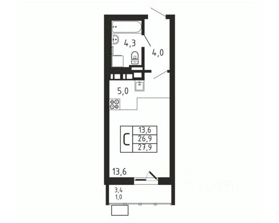 Apartment Sale, 27.9 sq. m. at Pirogovskaya Rivera, Tsentralnaya Street, Pirogovo Village, Mytishi Urban District, Moscow Region, Russia #2