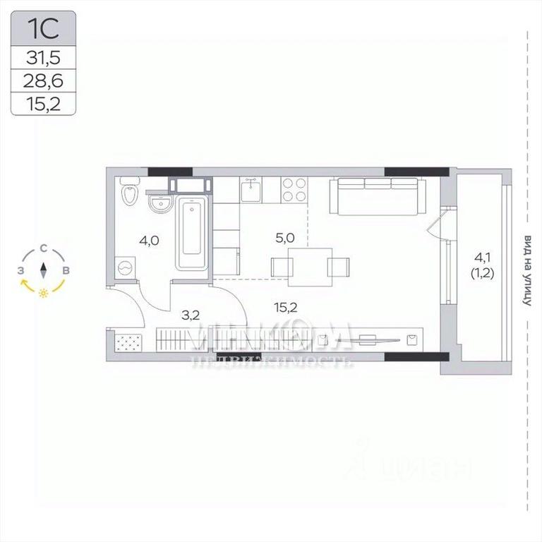 Apartment Sale, 28.7 sq. m. at Pirogovskaya Rivera, Tsentralnaya Street, Pirogovo Village, Mytishi Urban District, Moscow Region, Russia #1