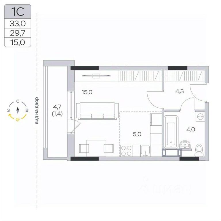Apartment Sale, 29.8 sq. m. at Pirogovskaya Rivera, Tsentralnaya Street, Pirogovo Village, Mytishi Urban District, Moscow Region, Russia #2