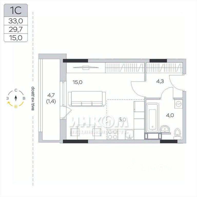 Apartment Sale, 29.8 sq. m. at Pirogovskaya Rivera, Tsentralnaya Street, Pirogovo Village, Mytishi Urban District, Moscow Region, Russia #1