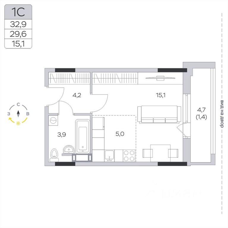 Apartment Sale, 29.7平方米 at Pirogovskaya Rivera, Tsentralnaya Street, Pirogovo Village, Mytishi Urban District, Moscow Region, Russia #2