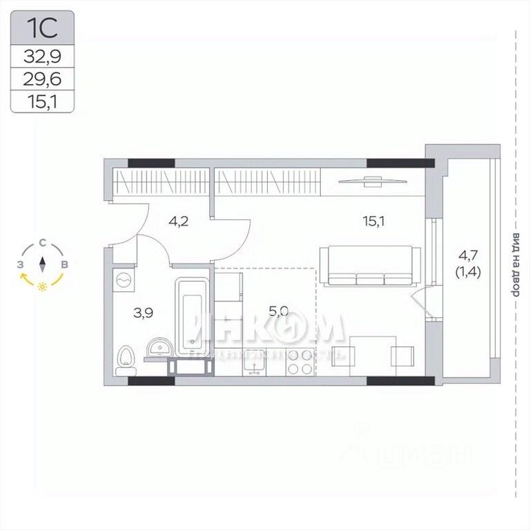 Apartment Sale, 29.7平方米 at Pirogovskaya Rivera, Tsentralnaya Street, Pirogovo Village, Mytishi Urban District, Moscow Region, Russia #1