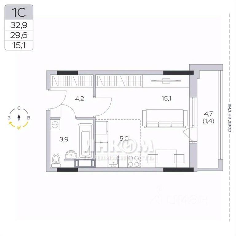 Apartment Sale, 29.5 sq. m. at Pirogovskaya Rivera, Tsentralnaya Street, Pirogovo Village, Mytishi Urban District, Moscow Region, Russia #1