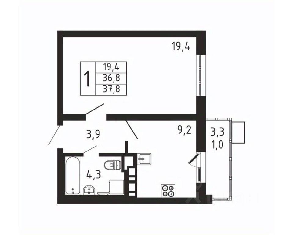 Apartment Sale, 37.8 sq. m. at Pirogovskaya Rivera, Tsentralnaya Street, Pirogovo Village, Mytishi Urban District, Moscow Region, Russia #2